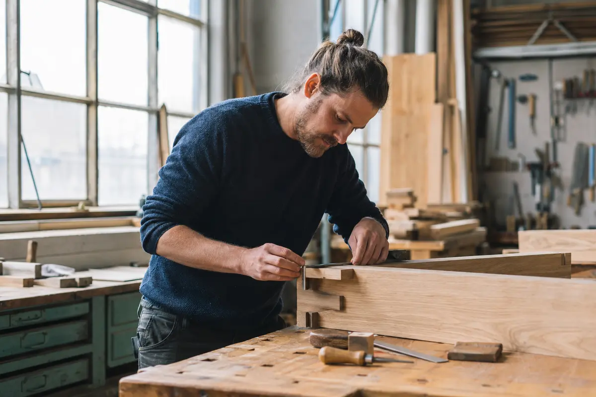 Handwerker bei präziser Arbeit